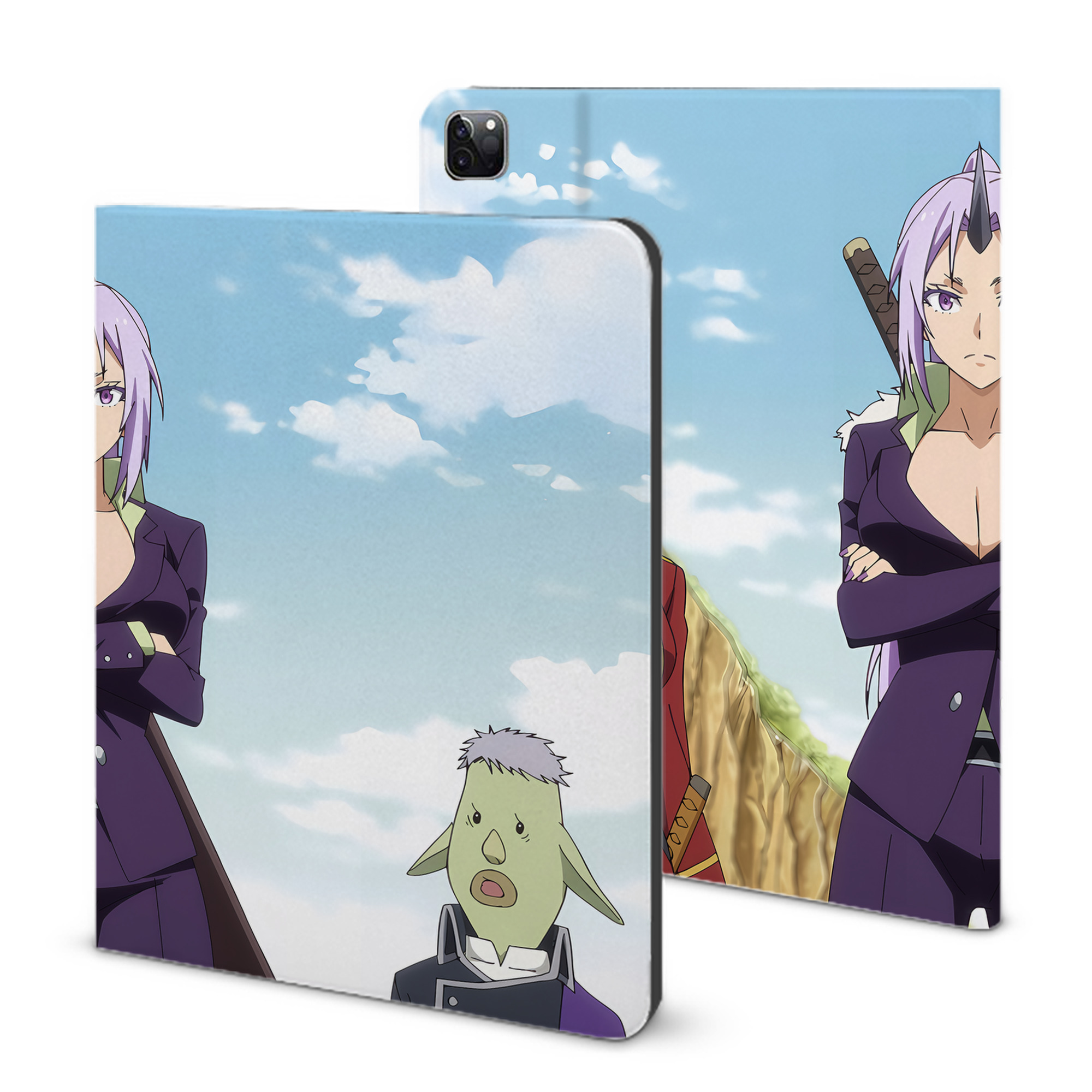 （画像用） 転スラ Regarding Reincarnated to Slime IPad ケース ブック型 PUレザー TPU 耐衝撃 軽量 薄型 ペン収納なし 全面保護 IPad 各モデル対応